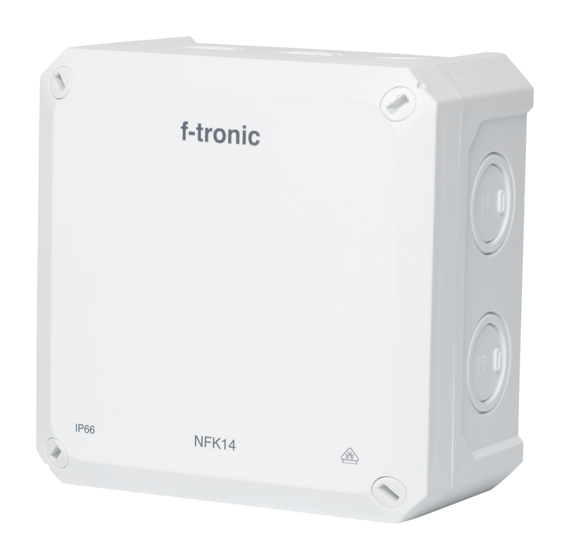 F-Tronic FR-Abzweigkasten 140x140x81mm, Ausbrechöffnungen IP66, PS, weiß, NFK14ws F-Tronic FR-Abzweigkasten 140x140x81mm, Ausbrechöffnungen IP66, PS, weiß, NFK14ws